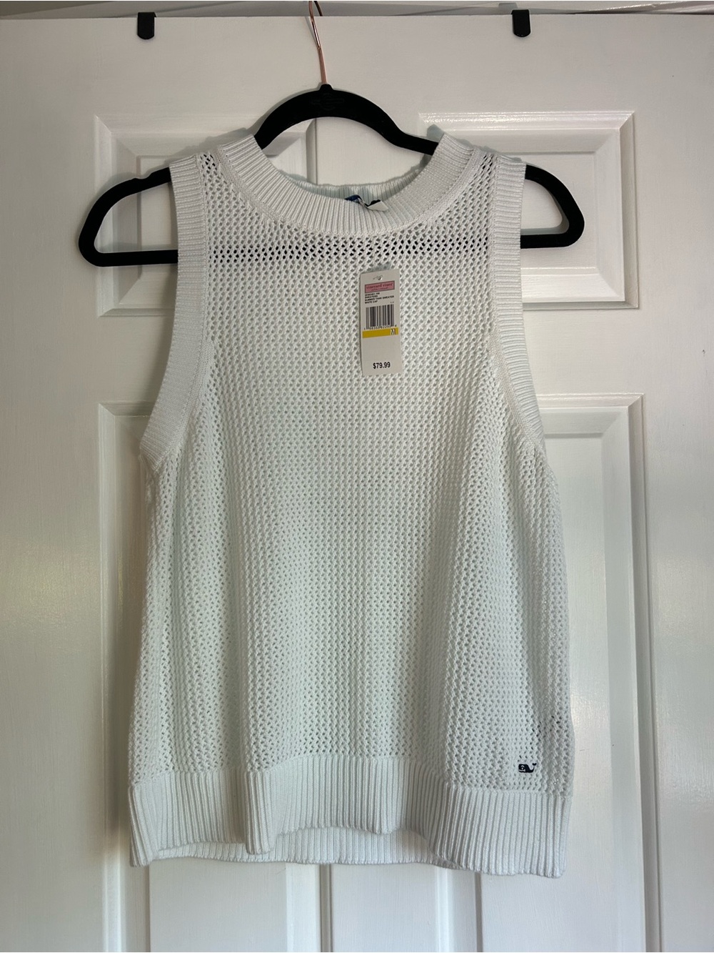 Vineyard Vines White Sleeveless Open-Knit Tank